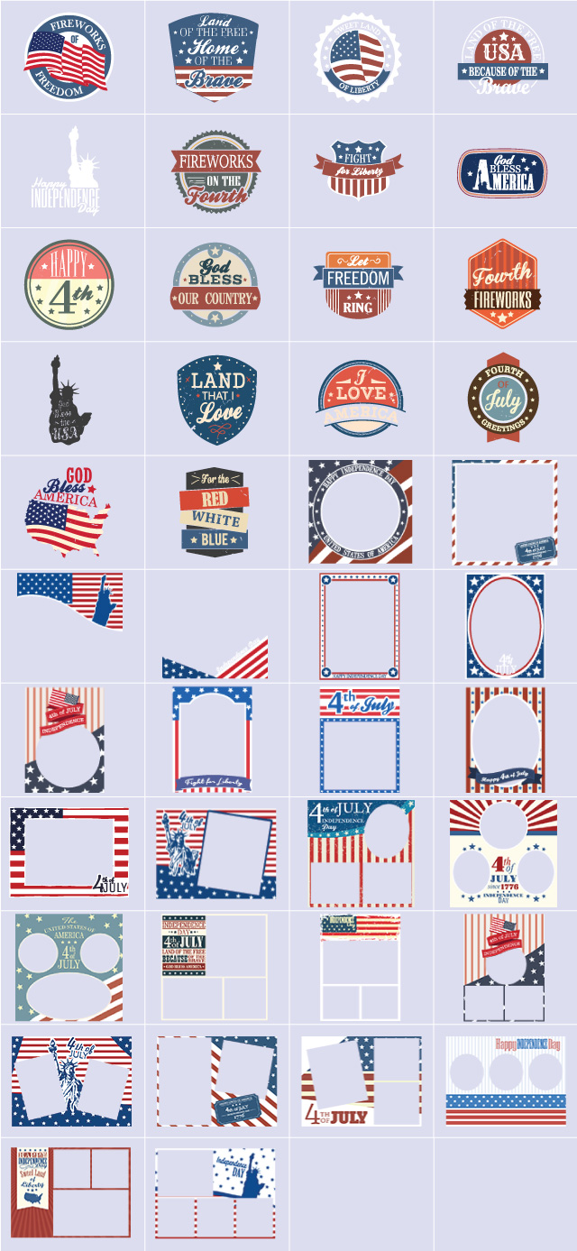 Independence Day clipart and frames